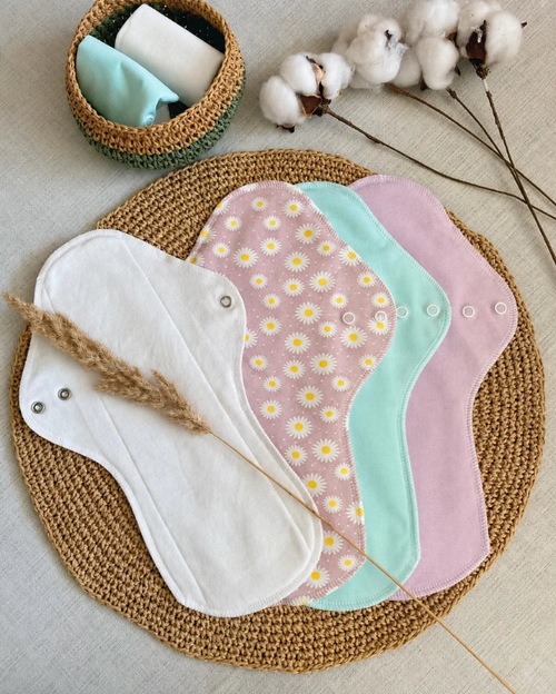 Lot de 4 Serviettes Hygiéniques Lavables en Coton (Couleurs Assorties)